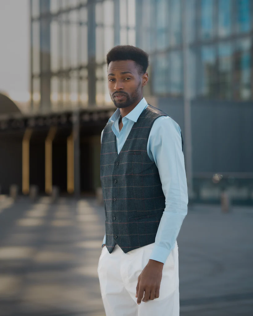 Men’s Slim Fit V-Neck Single Breasted Handkerchief Hem Waistcoat Vest Coat - Image 56