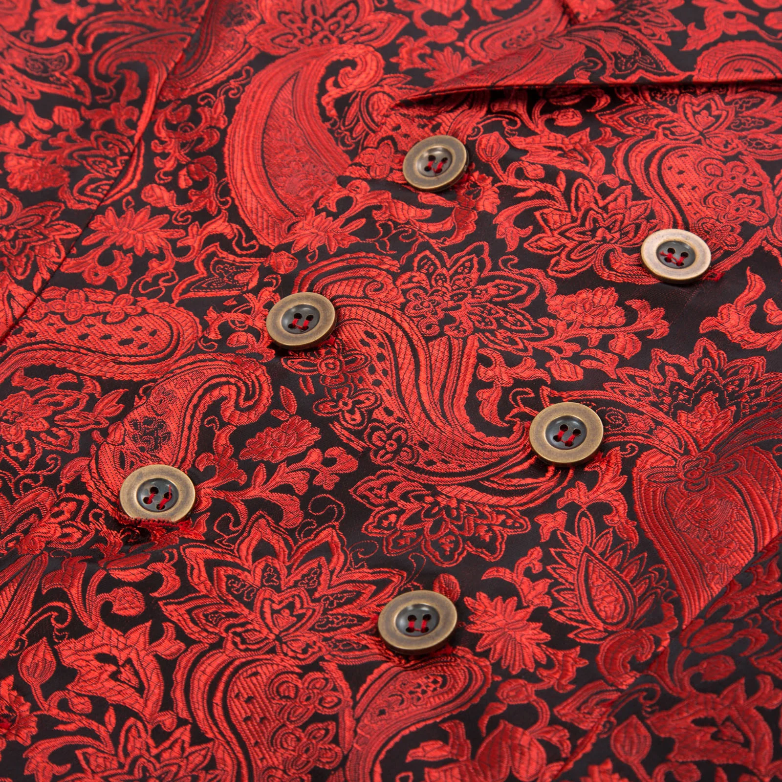 Mens Gothic Steampunk Double Breasted Vest Brocade Waistcoat - Image 11