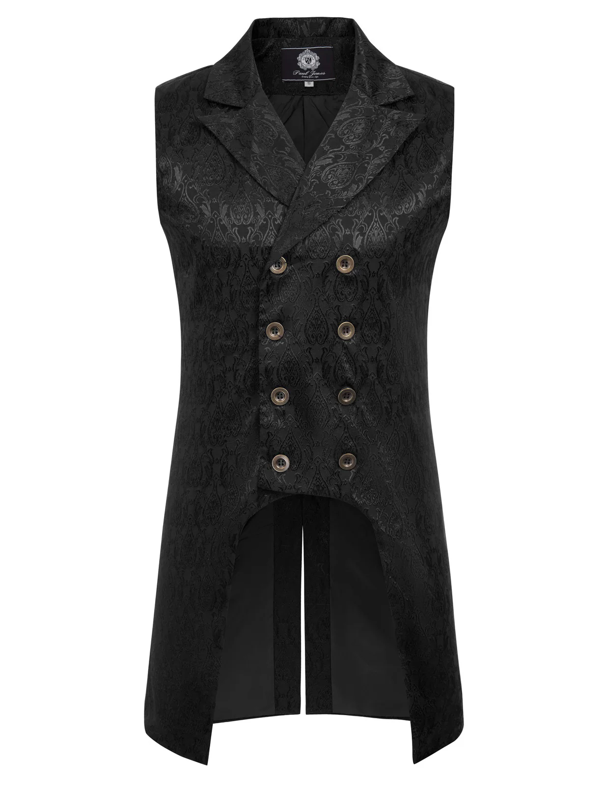 Mens Gothic Steampunk Double Breasted Vest Brocade Waistcoat - Image 13
