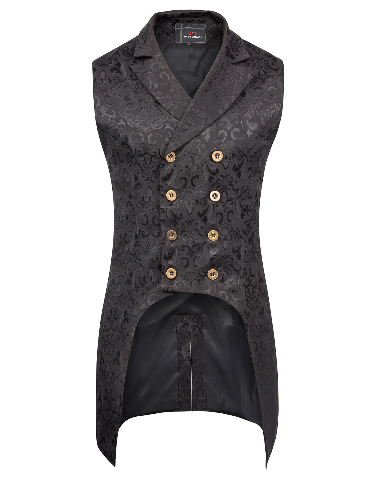 Mens Gothic Steampunk Double Breasted Vest Brocade Waistcoat - Image 3