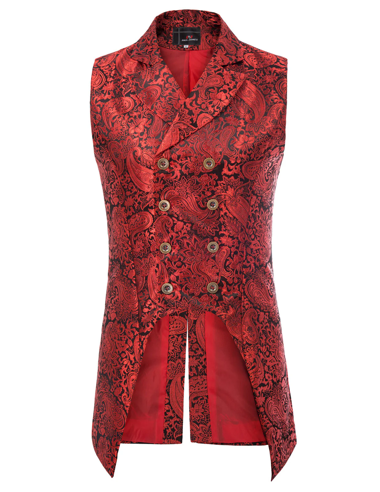 Mens Gothic Steampunk Double Breasted Vest Brocade Waistcoat - Image 8