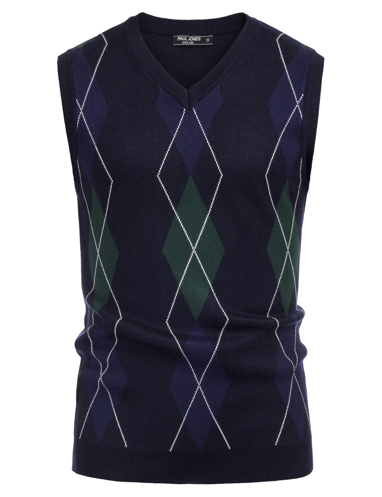 Men's Soft Argyle Sweater Vest Slim Fit V-Neck Knitted Pullover Vest - Image 17