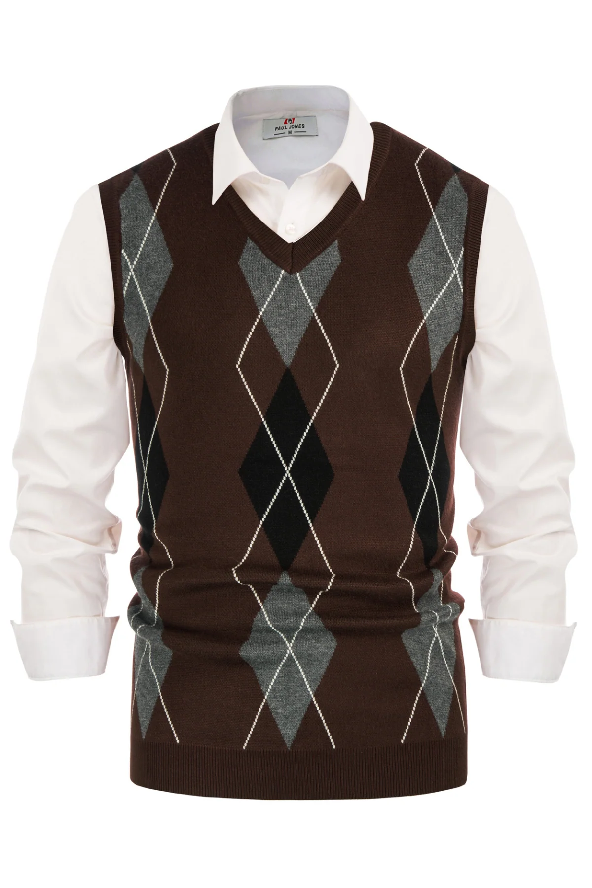 Men's Soft Argyle Sweater Vest Slim Fit V-Neck Knitted Pullover Vest - Image 20