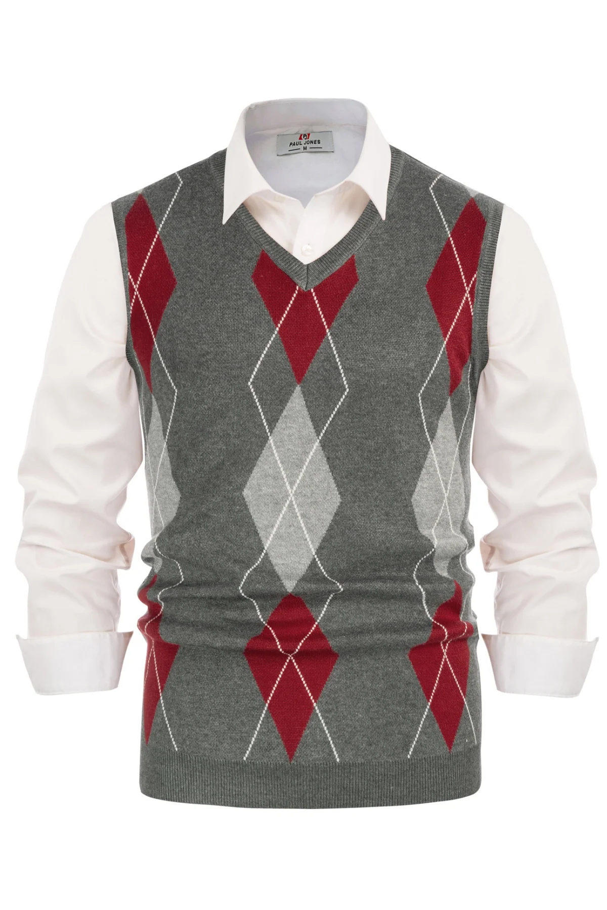 Men's Soft Argyle Sweater Vest Slim Fit V-Neck Knitted Pullover Vest - Image 24