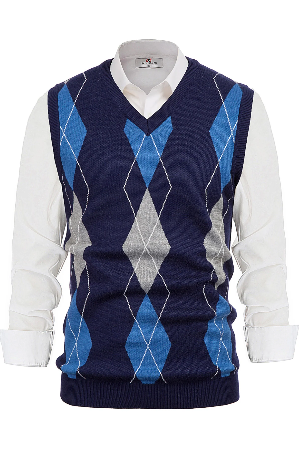 Men's Soft Argyle Sweater Vest Slim Fit V-Neck Knitted Pullover Vest - Image 3