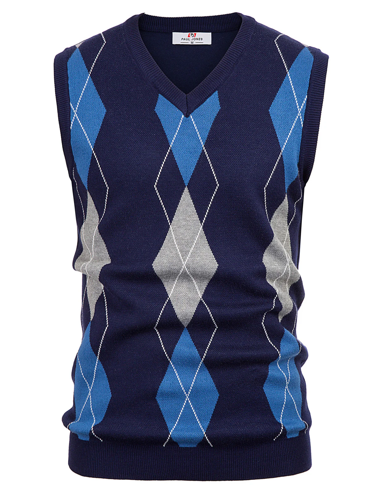 Men's Soft Argyle Sweater Vest Slim Fit V-Neck Knitted Pullover Vest - Image 4