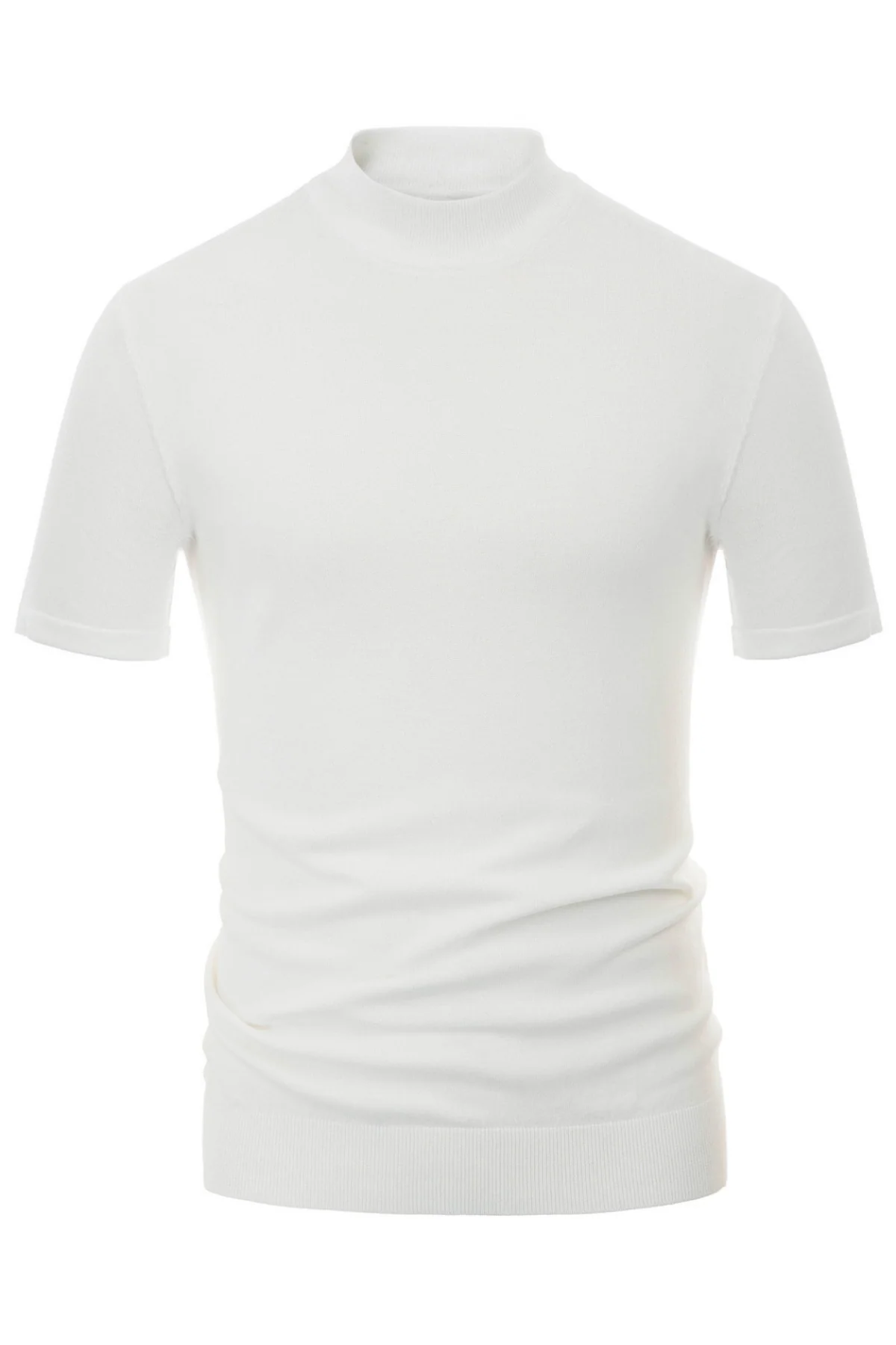 Mens Mock Turtleneck Knit Pullover Sweater Short Sleeve Solid Knitwear Sweaters - Image 11