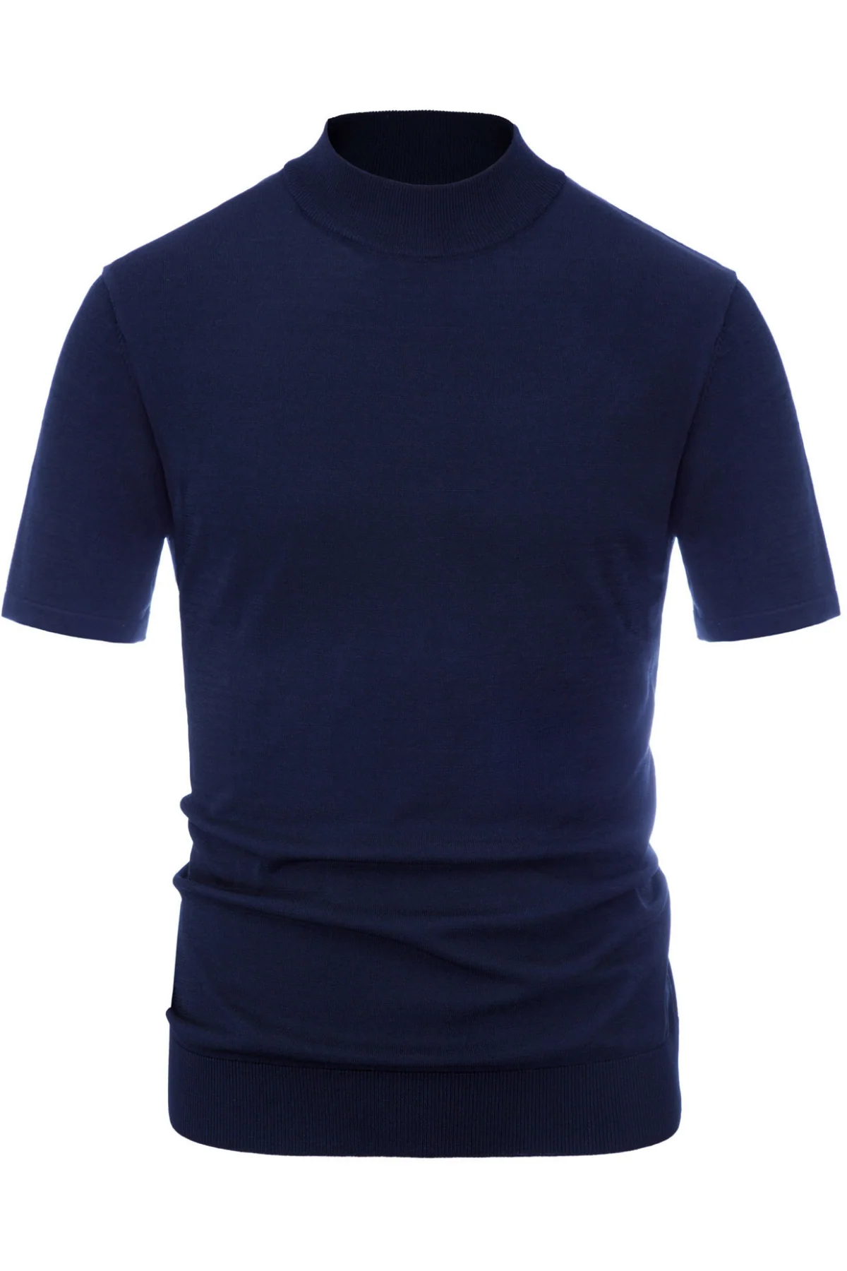 Mens Mock Turtleneck Knit Pullover Sweater Short Sleeve Solid Knitwear Sweaters - Image 15