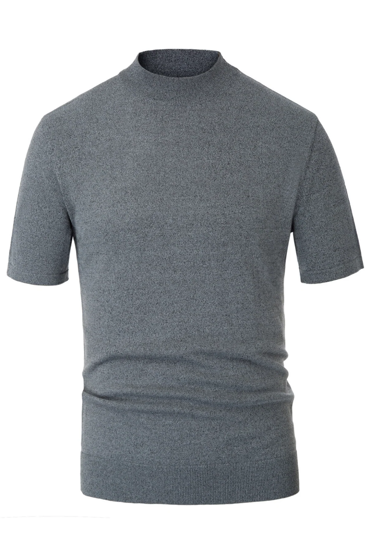 Mens Mock Turtleneck Knit Pullover Sweater Short Sleeve Solid Knitwear Sweaters - Image 17