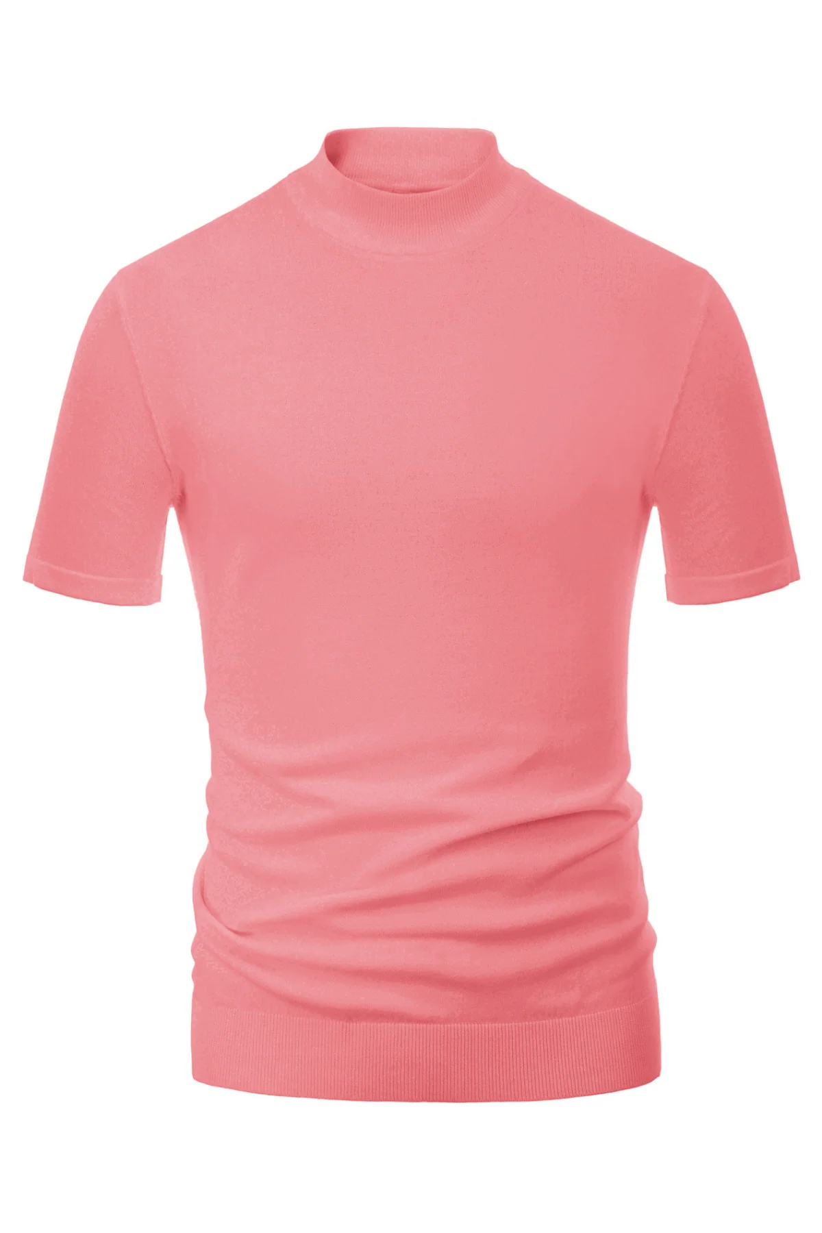 Mens Mock Turtleneck Knit Pullover Sweater Short Sleeve Solid Knitwear Sweaters - Image 20