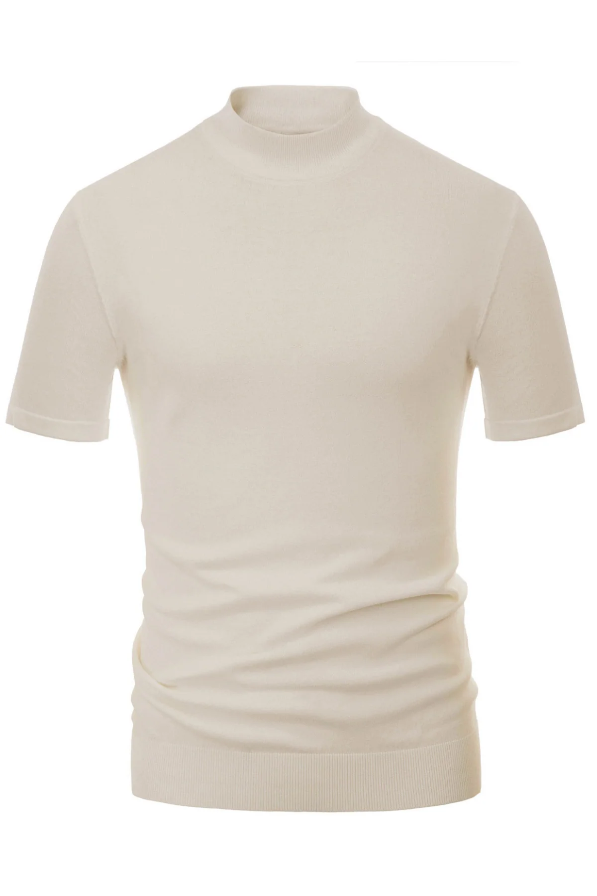 Mens Mock Turtleneck Knit Pullover Sweater Short Sleeve Solid Knitwear Sweaters - Image 24