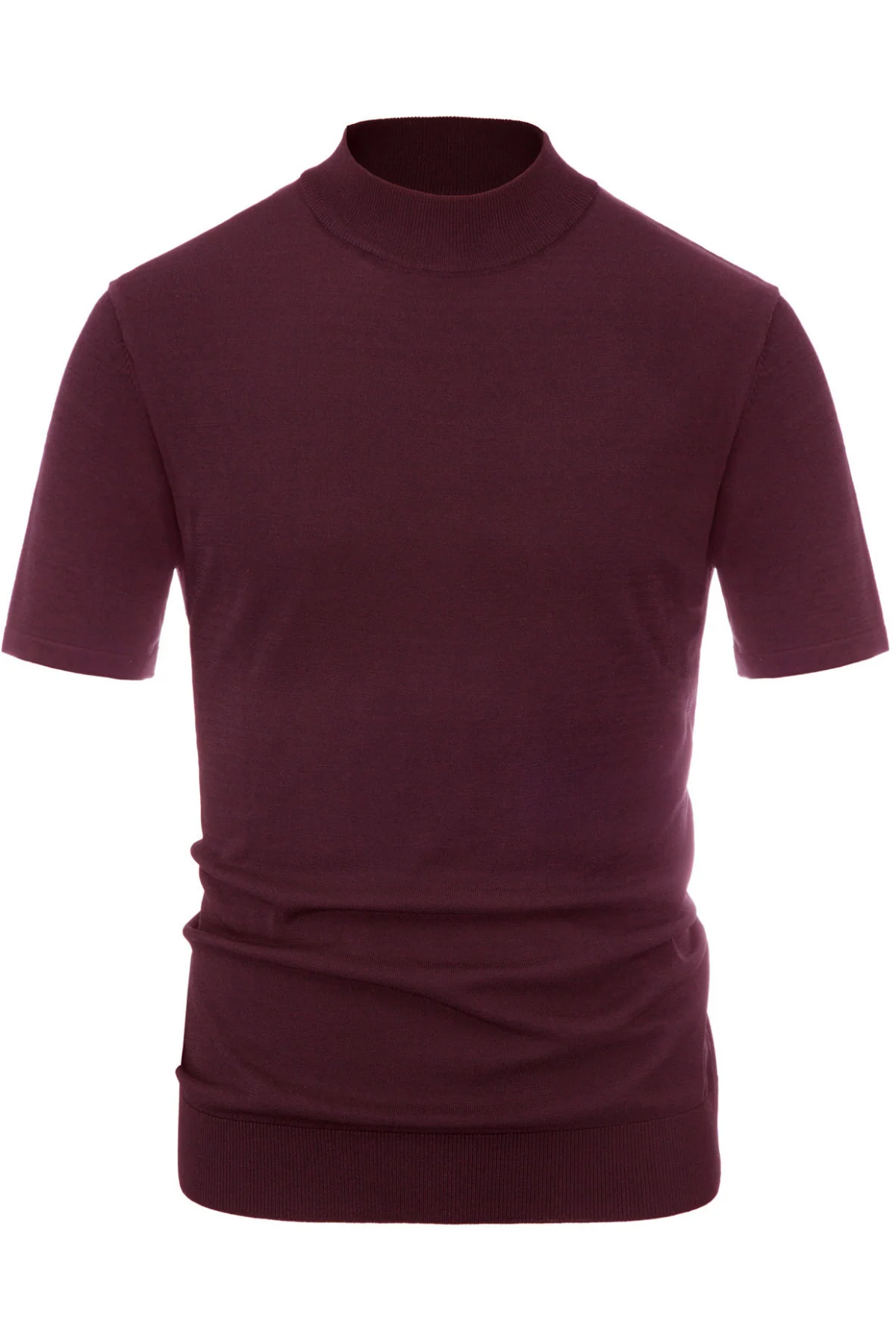 Mens Mock Turtleneck Knit Pullover Sweater Short Sleeve Solid Knitwear Sweaters - Image 3