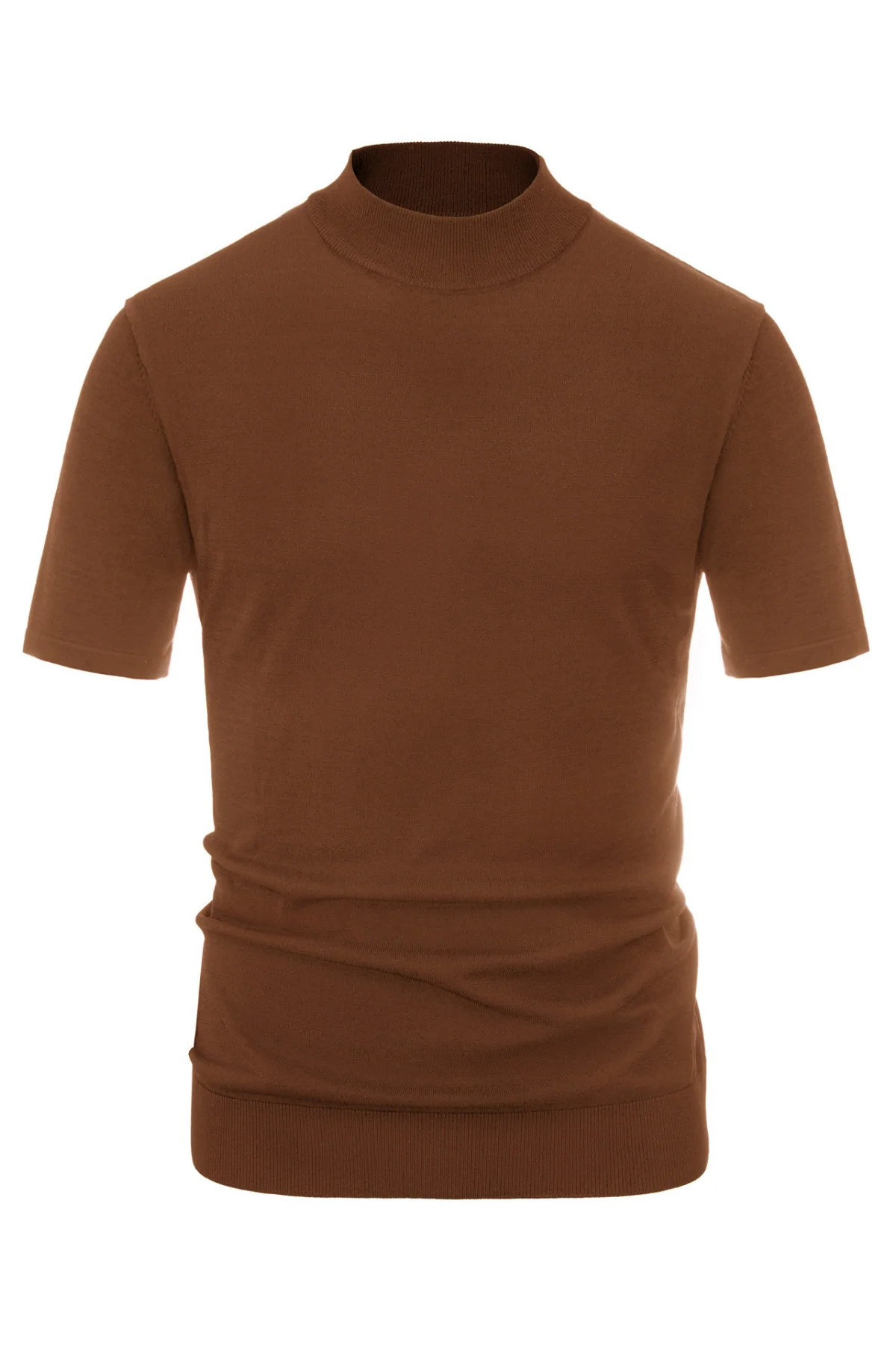 Mens Mock Turtleneck Knit Pullover Sweater Short Sleeve Solid Knitwear Sweaters - Image 31