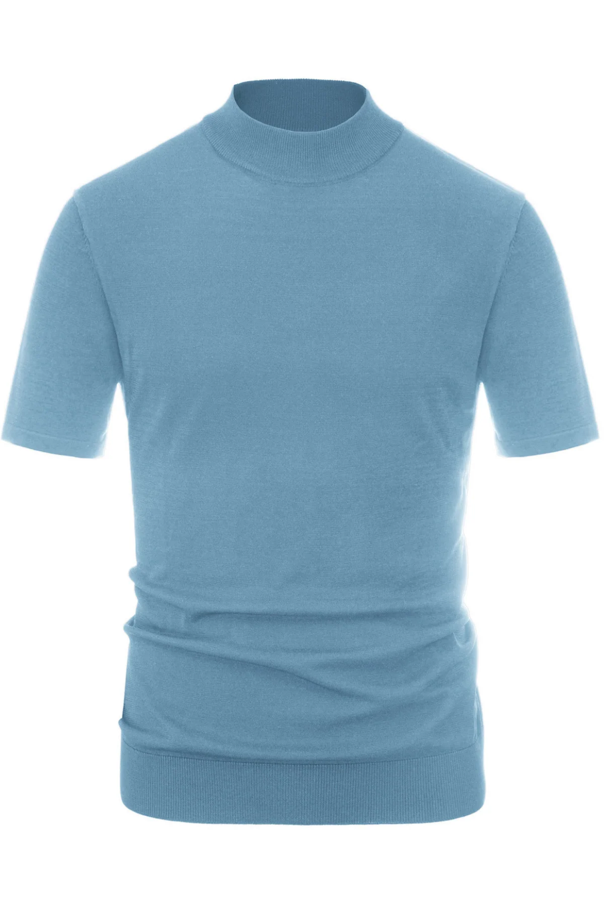 Mens Mock Turtleneck Knit Pullover Sweater Short Sleeve Solid Knitwear Sweaters - Image 35