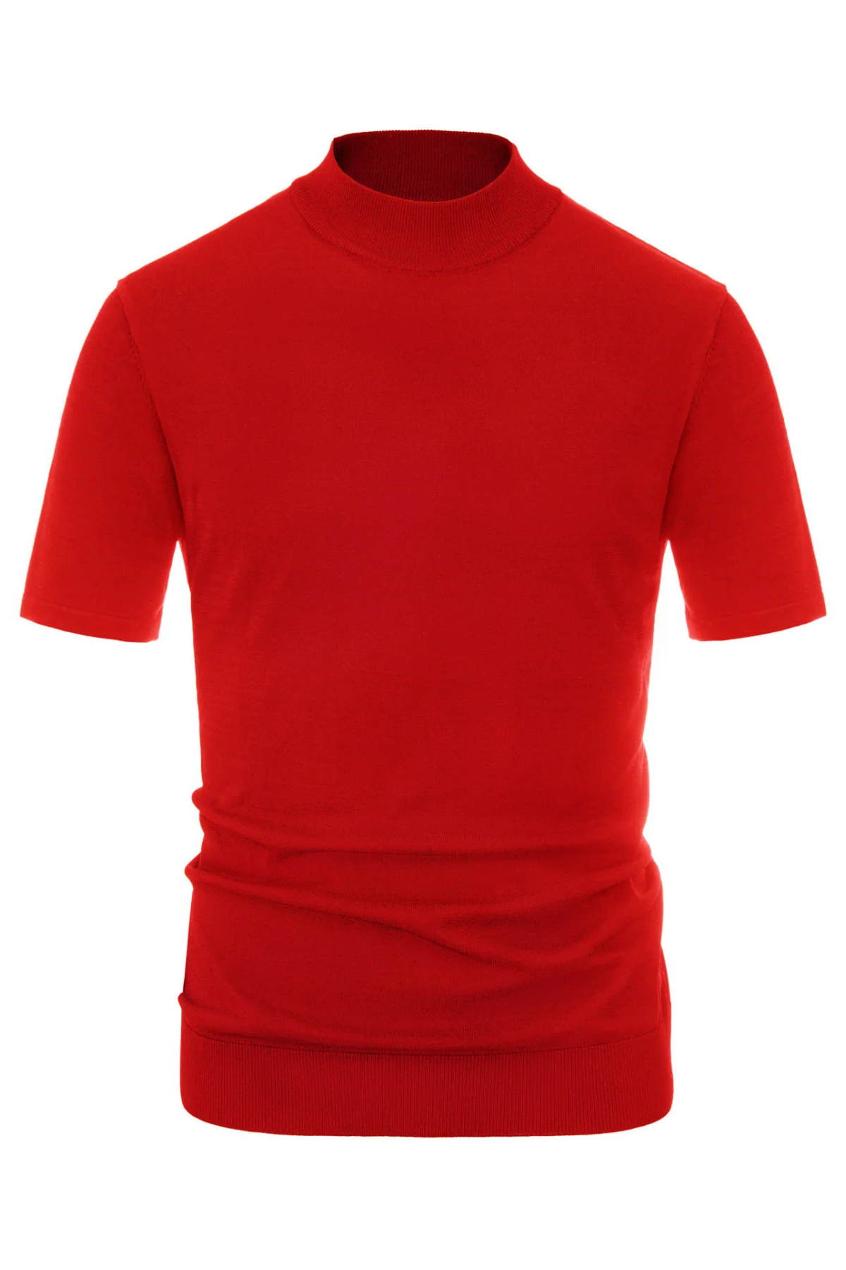 Mens Mock Turtleneck Knit Pullover Sweater Short Sleeve Solid Knitwear Sweaters - Image 42