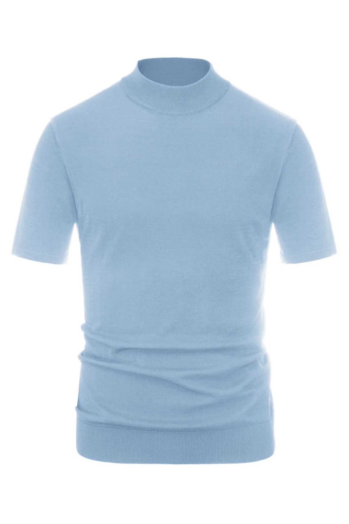 Mens Mock Turtleneck Knit Pullover Sweater Short Sleeve Solid Knitwear Sweaters - Image 45
