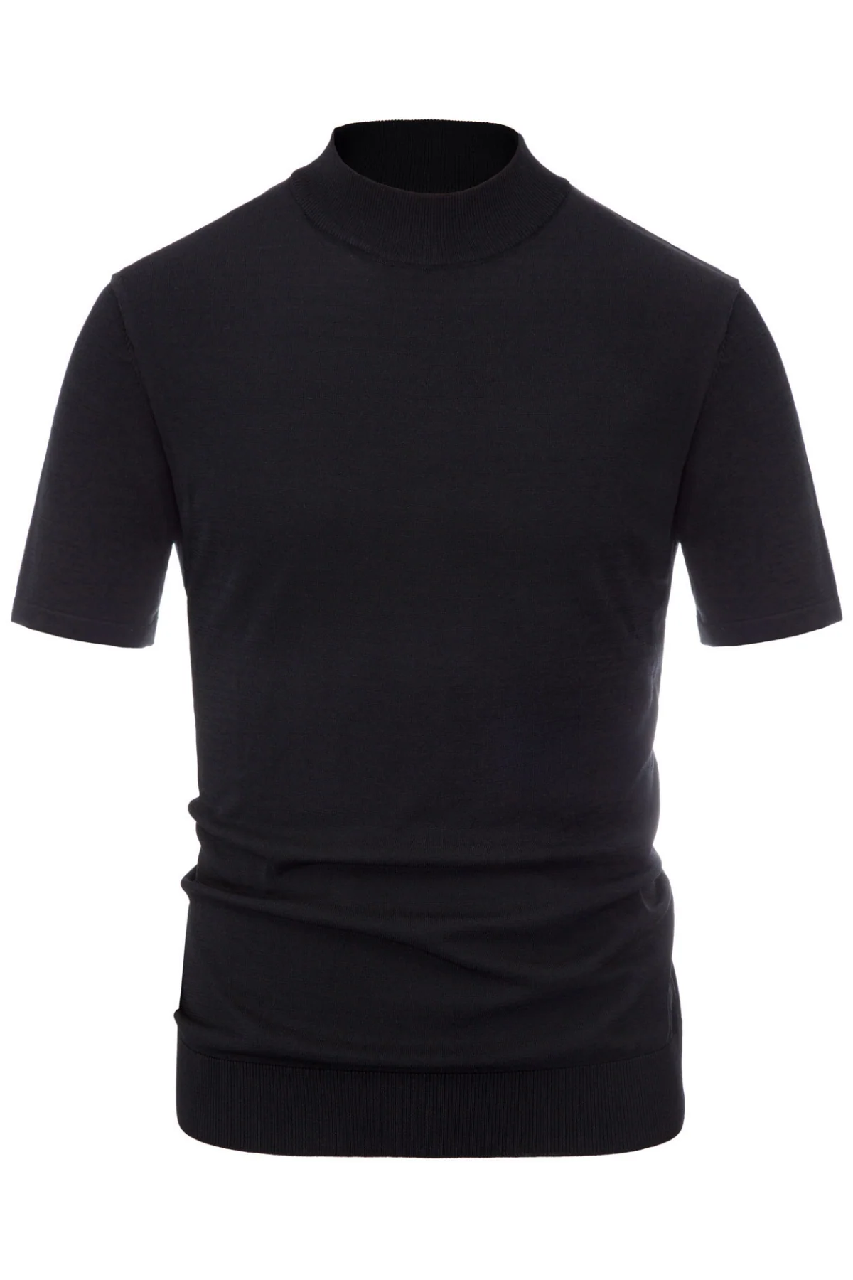 Mens Mock Turtleneck Knit Pullover Sweater Short Sleeve Solid Knitwear Sweaters - Image 7