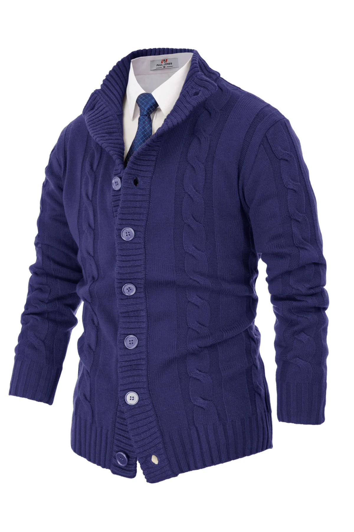 Men's Cardigan with Button Closure, Cable Knit Cardigan with Ribbed Stand-Up Collar for Autumn Winter - Image 18