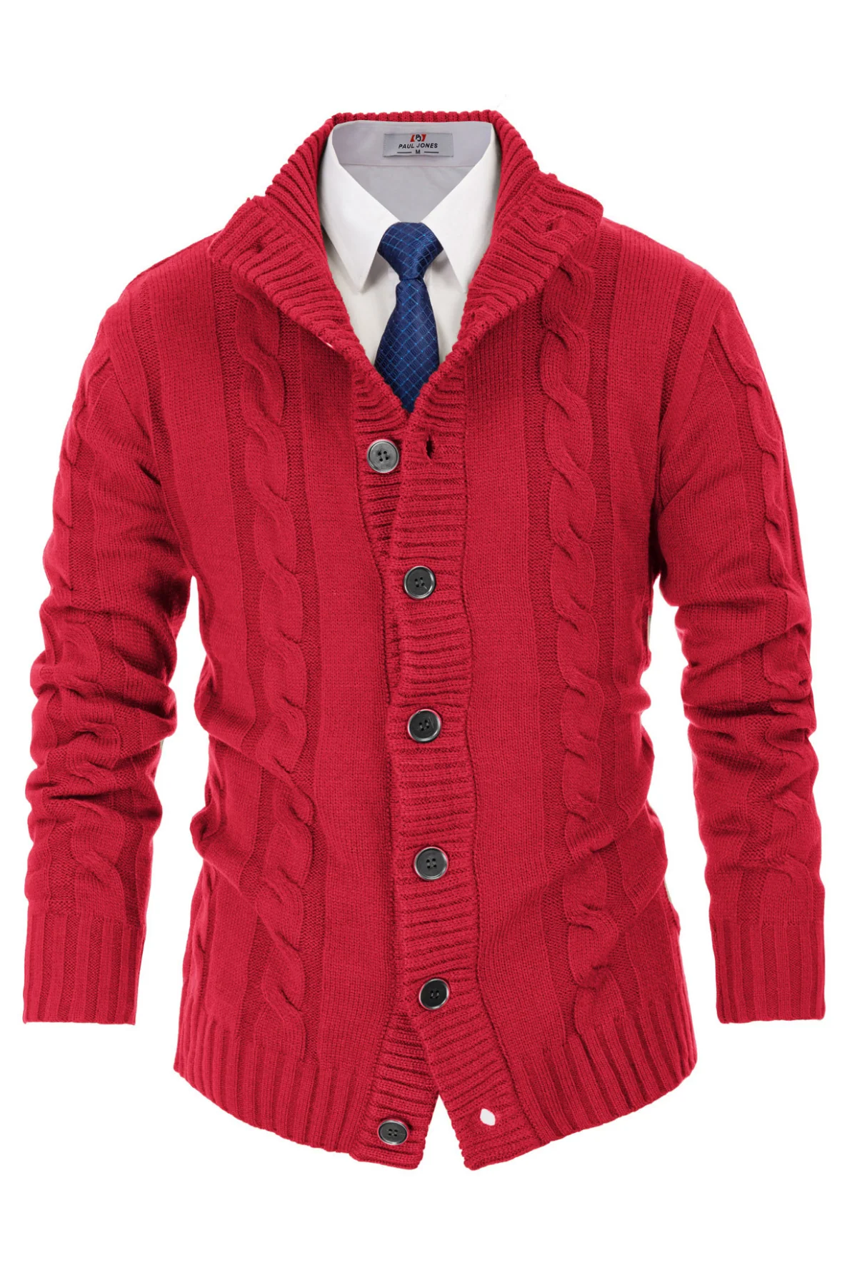 Men's Cardigan with Button Closure, Cable Knit Cardigan with Ribbed Stand-Up Collar for Autumn Winter - Image 27