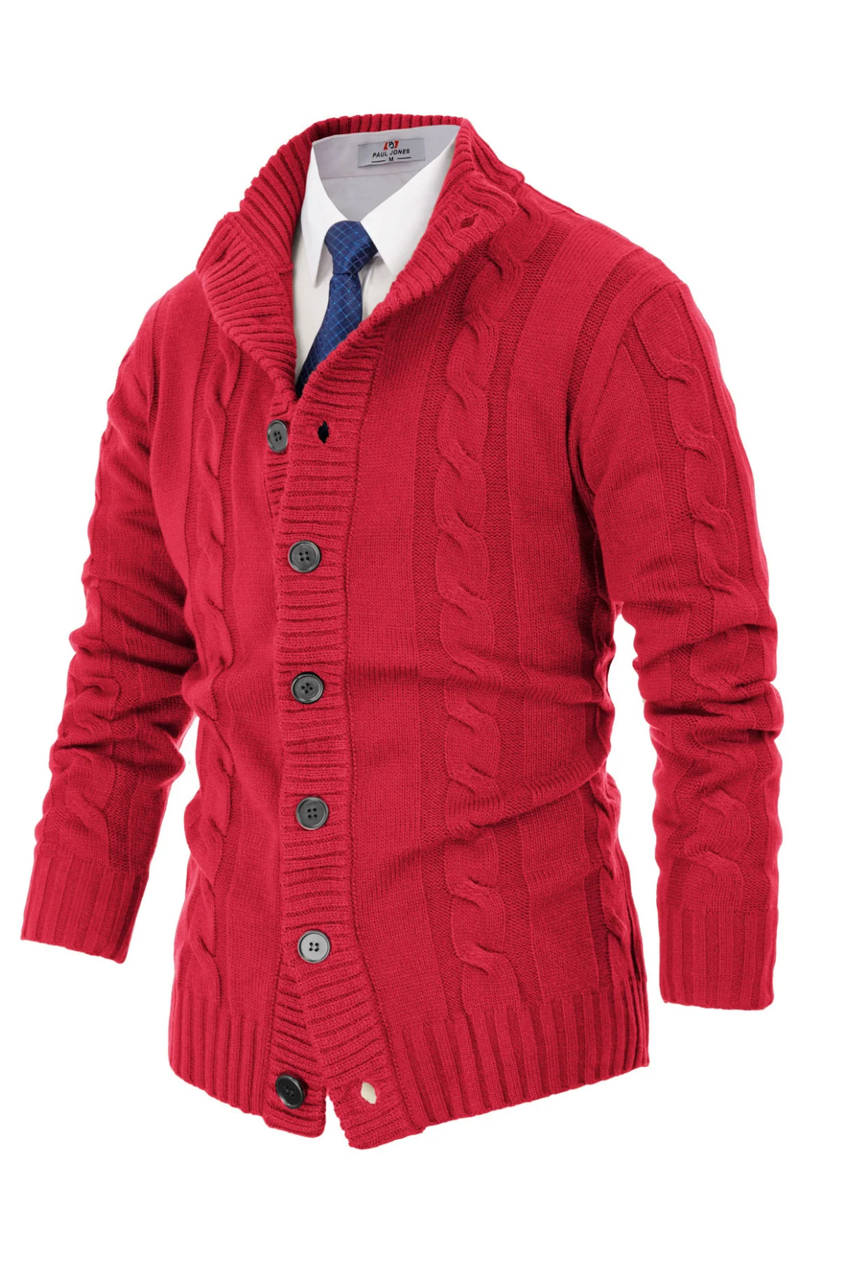 Men's Cardigan with Button Closure, Cable Knit Cardigan with Ribbed Stand-Up Collar for Autumn Winter - Image 28