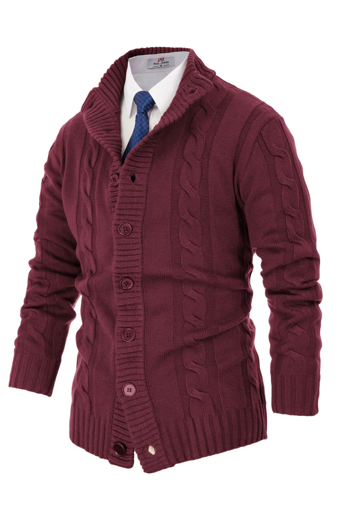 Men's Cardigan with Button Closure, Cable Knit Cardigan with Ribbed Stand-Up Collar for Autumn Winter - Image 38