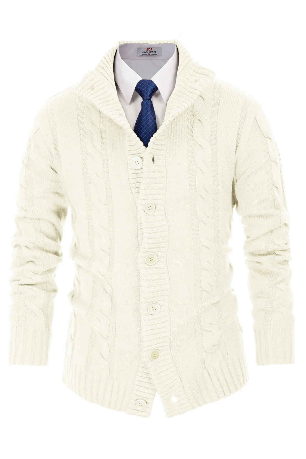 Men's Cardigan with Button Closure, Cable Knit Cardigan with Ribbed Stand-Up Collar for Autumn Winter - Image 42