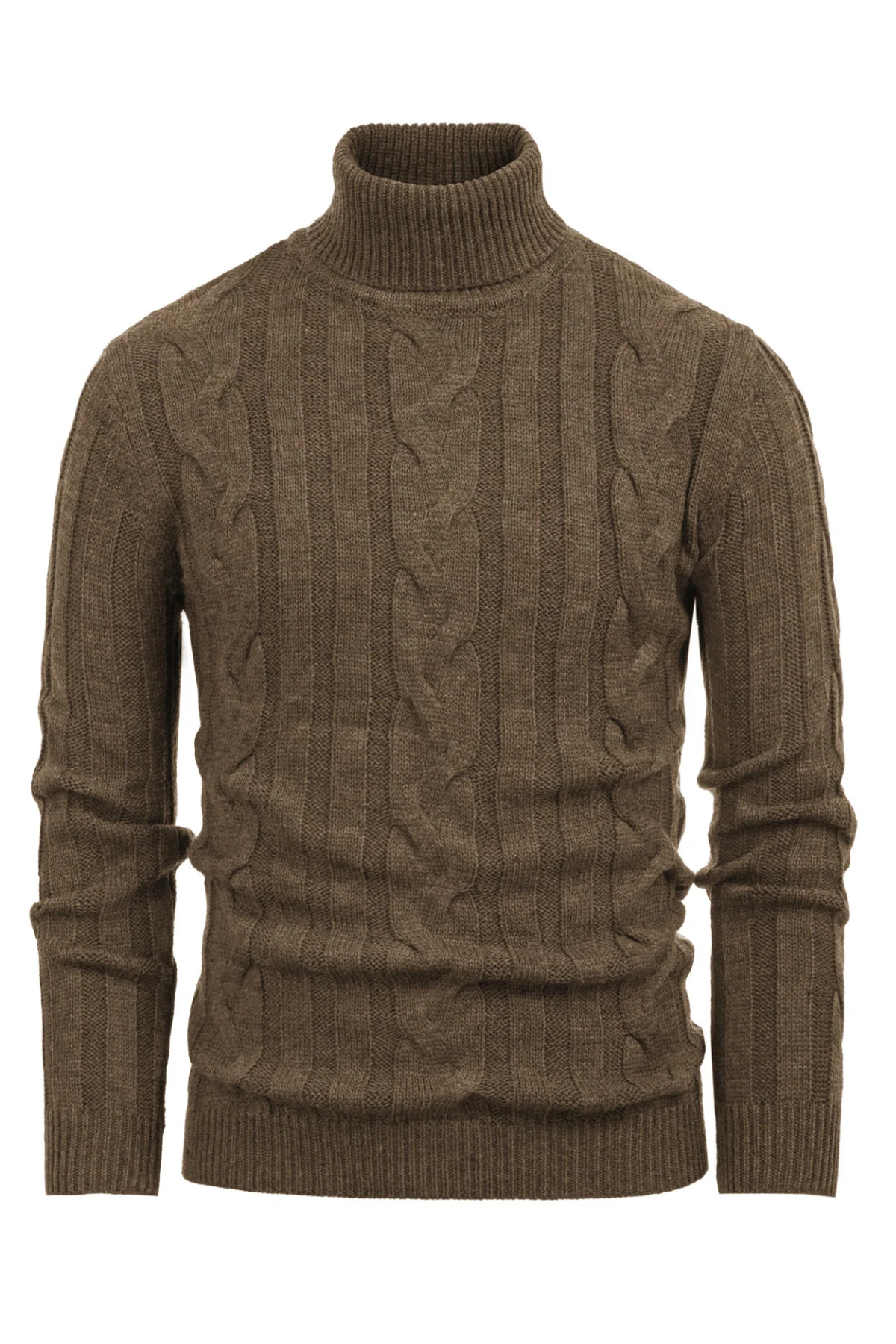 Men's Casual Turtleneck Sweaters Cable Knit Thermal Pullover Sweater - Image 13