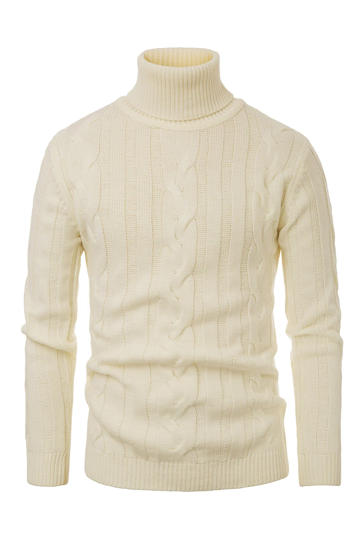 Men's Casual Turtleneck Sweaters Cable Knit Thermal Pullover Sweater - Image 18