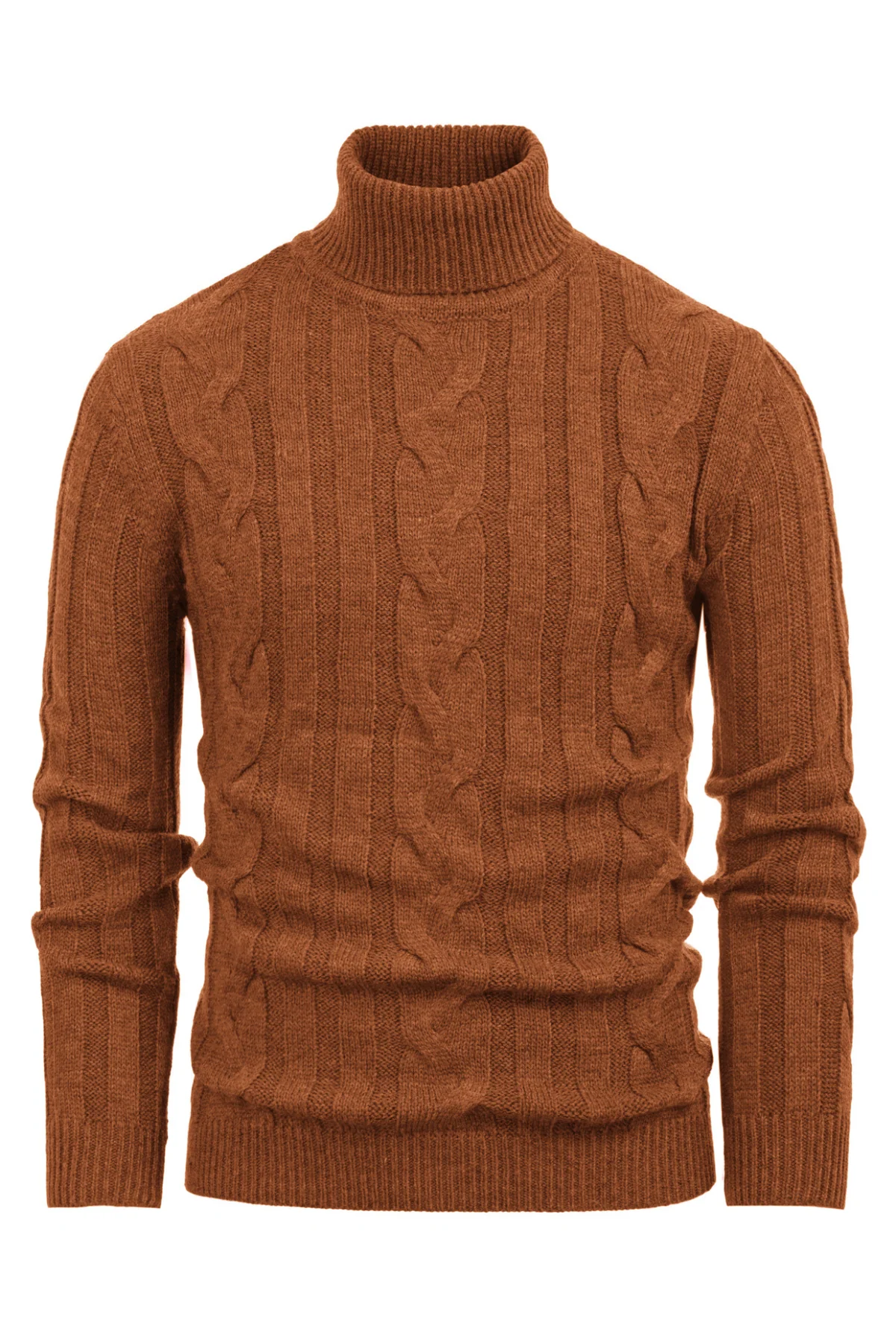 Men's Casual Turtleneck Sweaters Cable Knit Thermal Pullover Sweater - Image 28