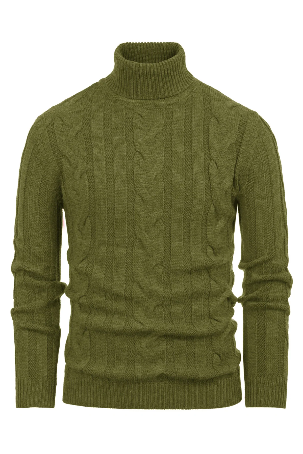 Men's Casual Turtleneck Sweaters Cable Knit Thermal Pullover Sweater - Image 35