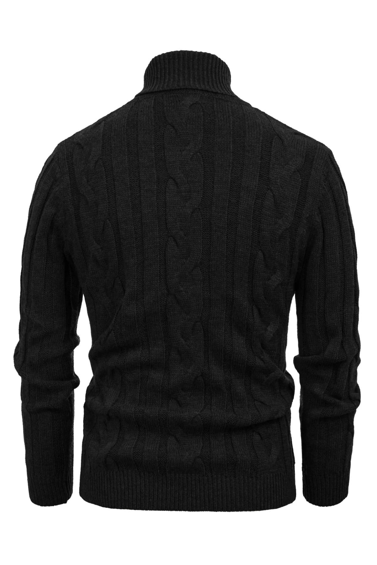 Men's Casual Turtleneck Sweaters Cable Knit Thermal Pullover Sweater - Image 4
