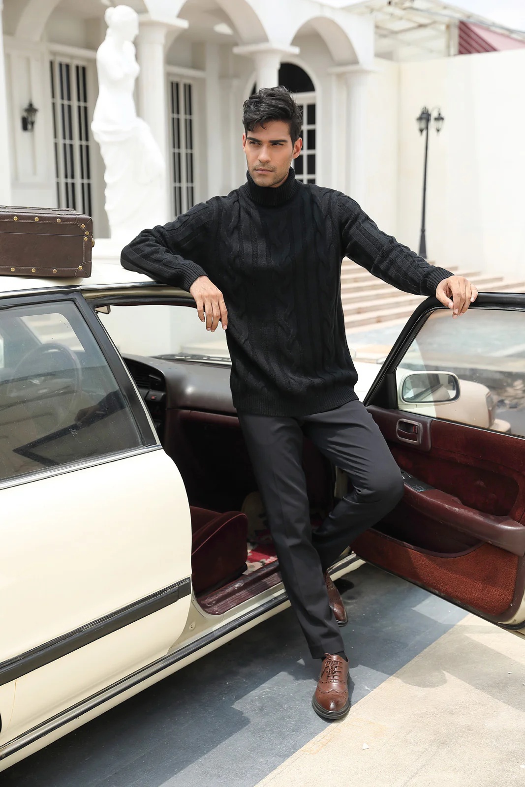 Men's Casual Turtleneck Sweaters Cable Knit Thermal Pullover Sweater - Image 7