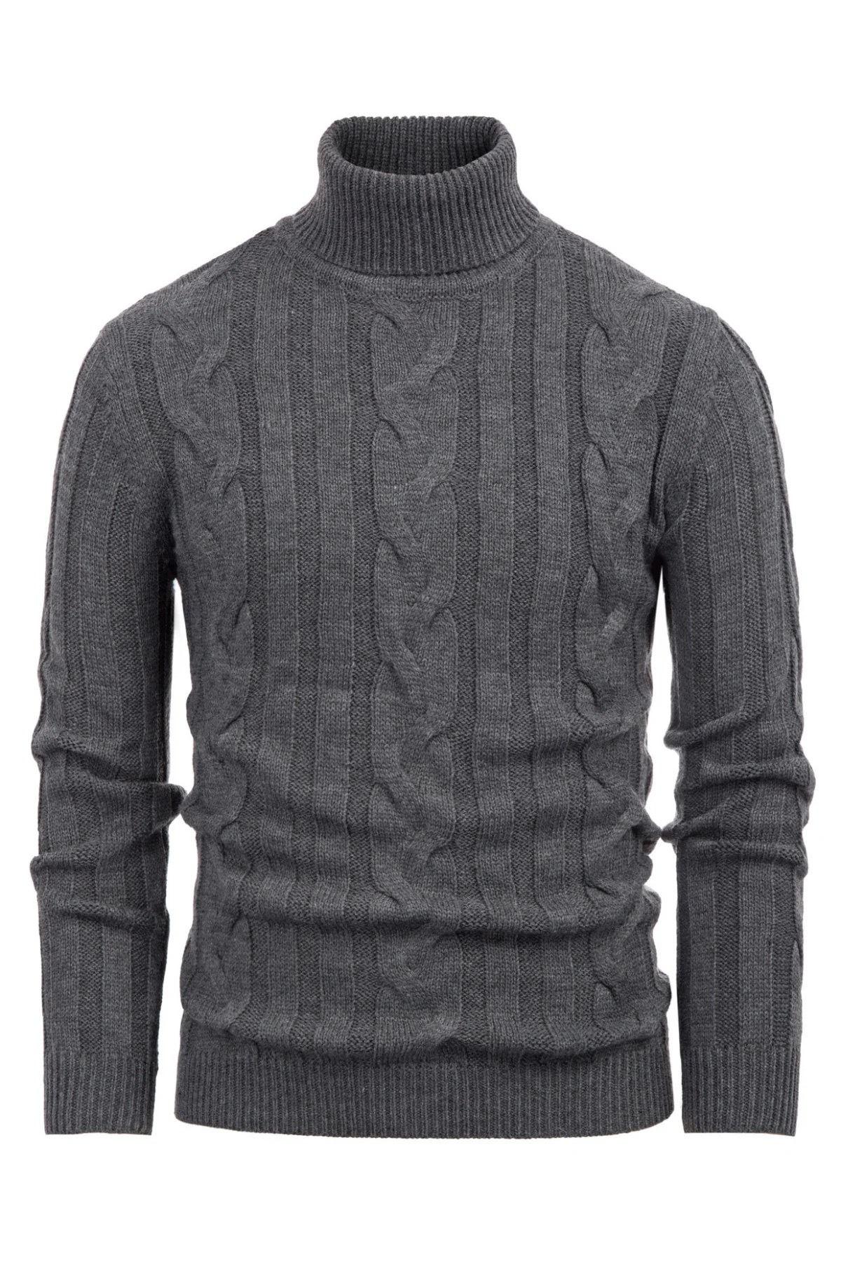Men's Casual Turtleneck Sweaters Cable Knit Thermal Pullover Sweater - Image 8