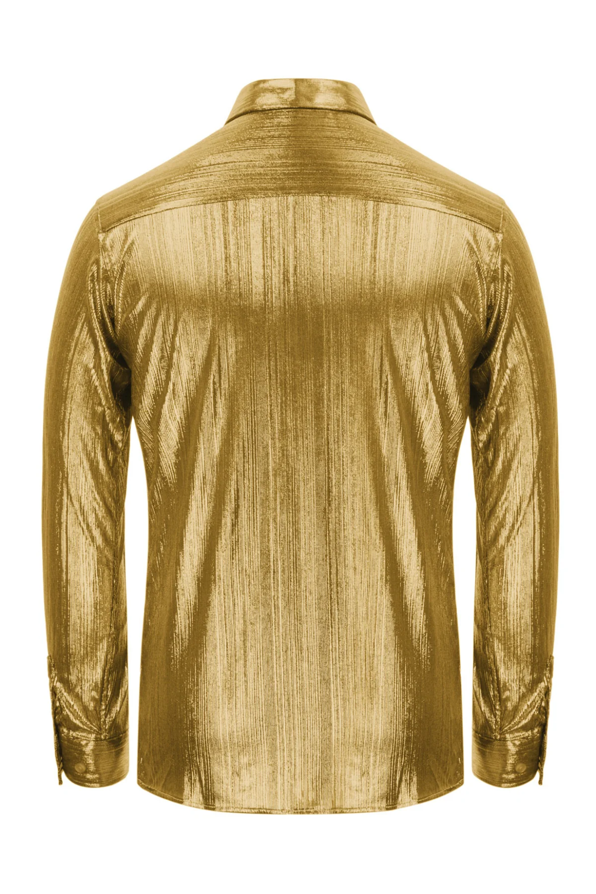 Mens Metallic Dress Shirts Long Sleeve Button Down 70s Disco Cardigans Shirt Party Costume - Image 33