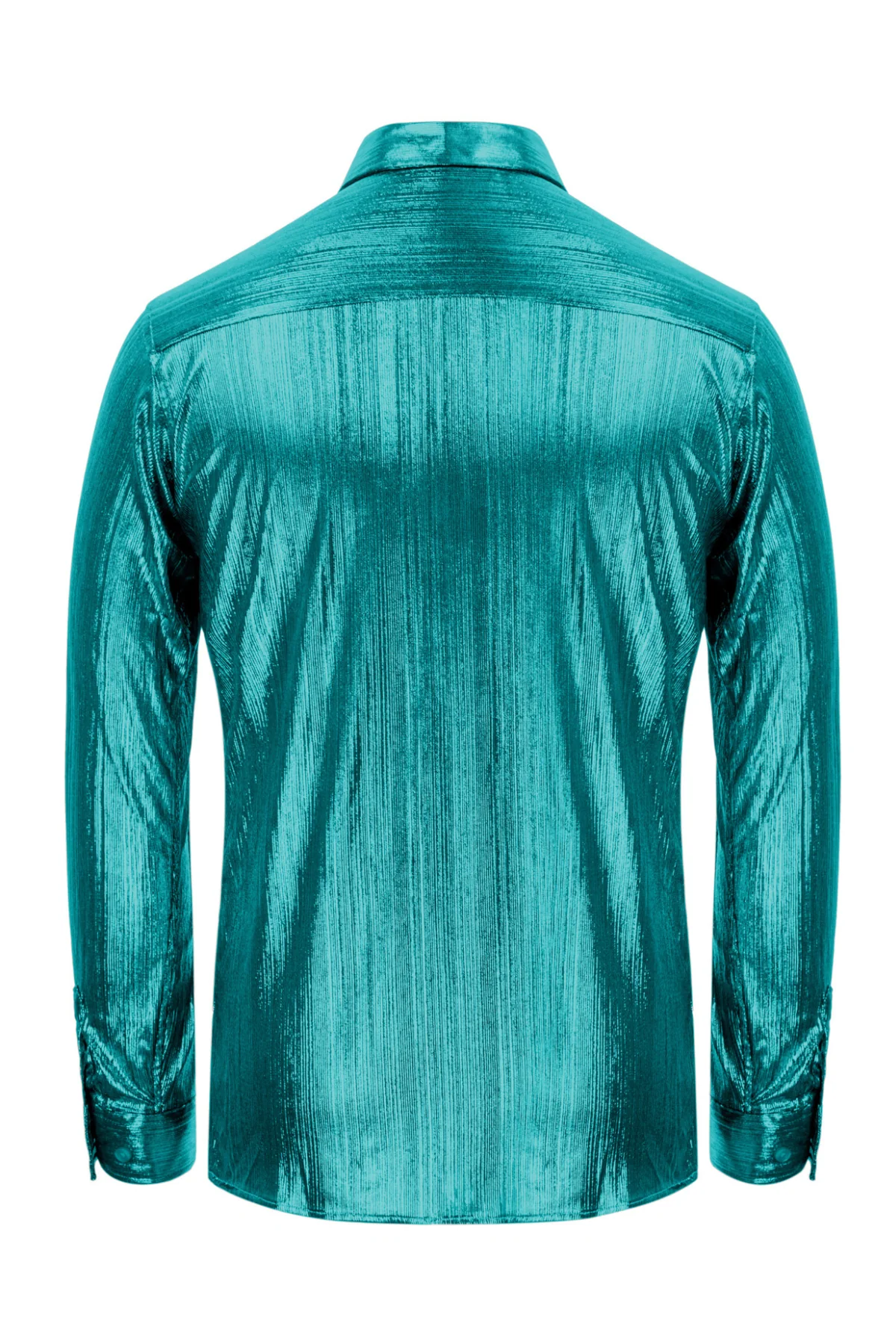 Mens Metallic Dress Shirts Long Sleeve Button Down 70s Disco Cardigans Shirt Party Costume - Image 40