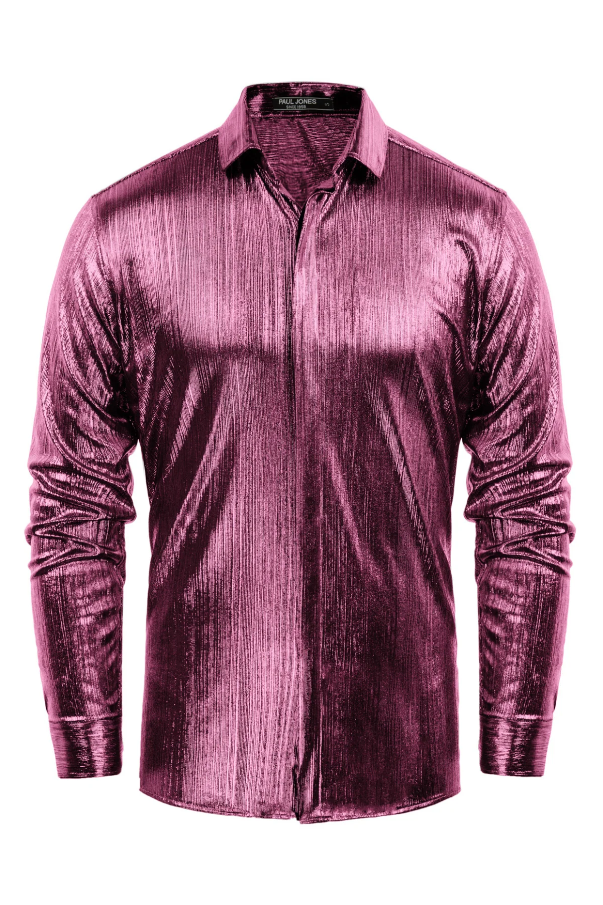 Mens Metallic Dress Shirts Long Sleeve Button Down 70s Disco Cardigans Shirt Party Costume - Image 47