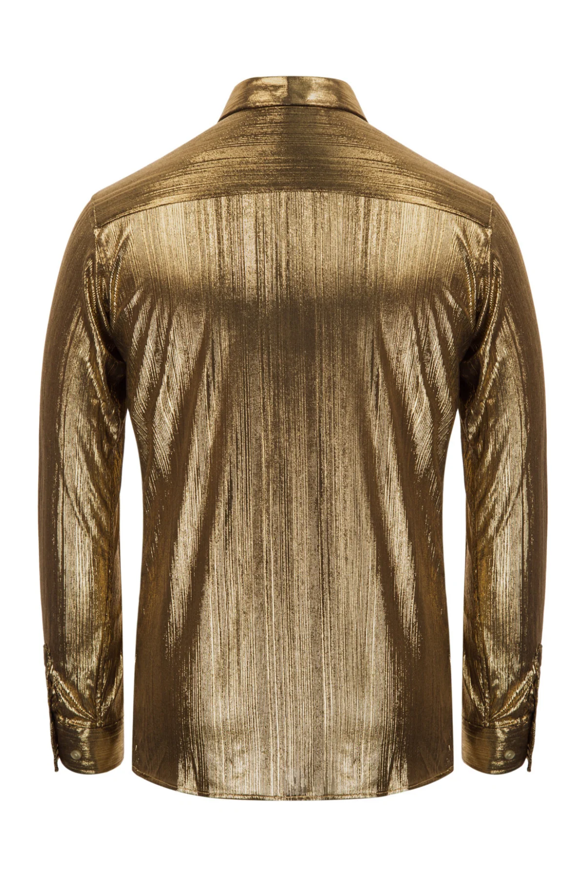 Mens Metallic Dress Shirts Long Sleeve Button Down 70s Disco Cardigans Shirt Party Costume - Image 5