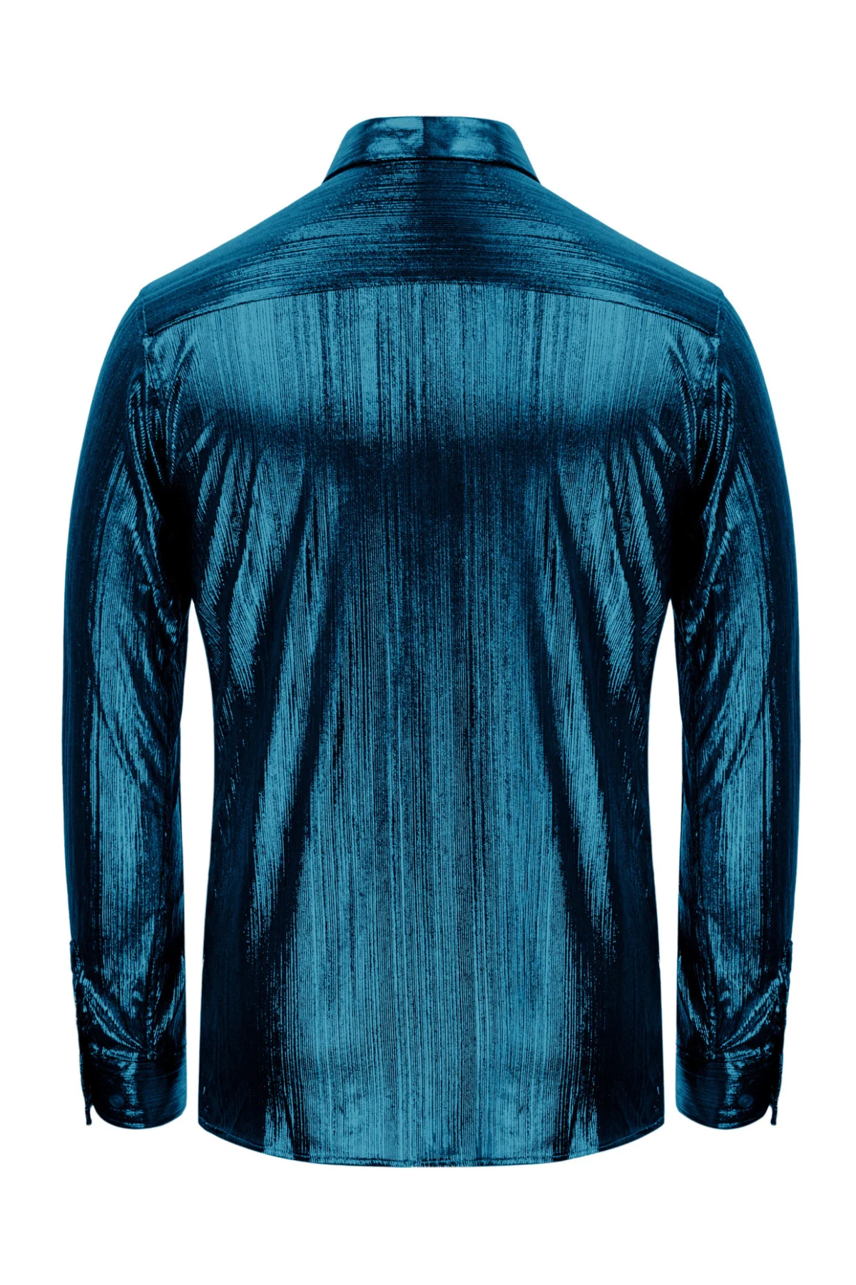 Mens Metallic Dress Shirts Long Sleeve Button Down 70s Disco Cardigans Shirt Party Costume - Image 53