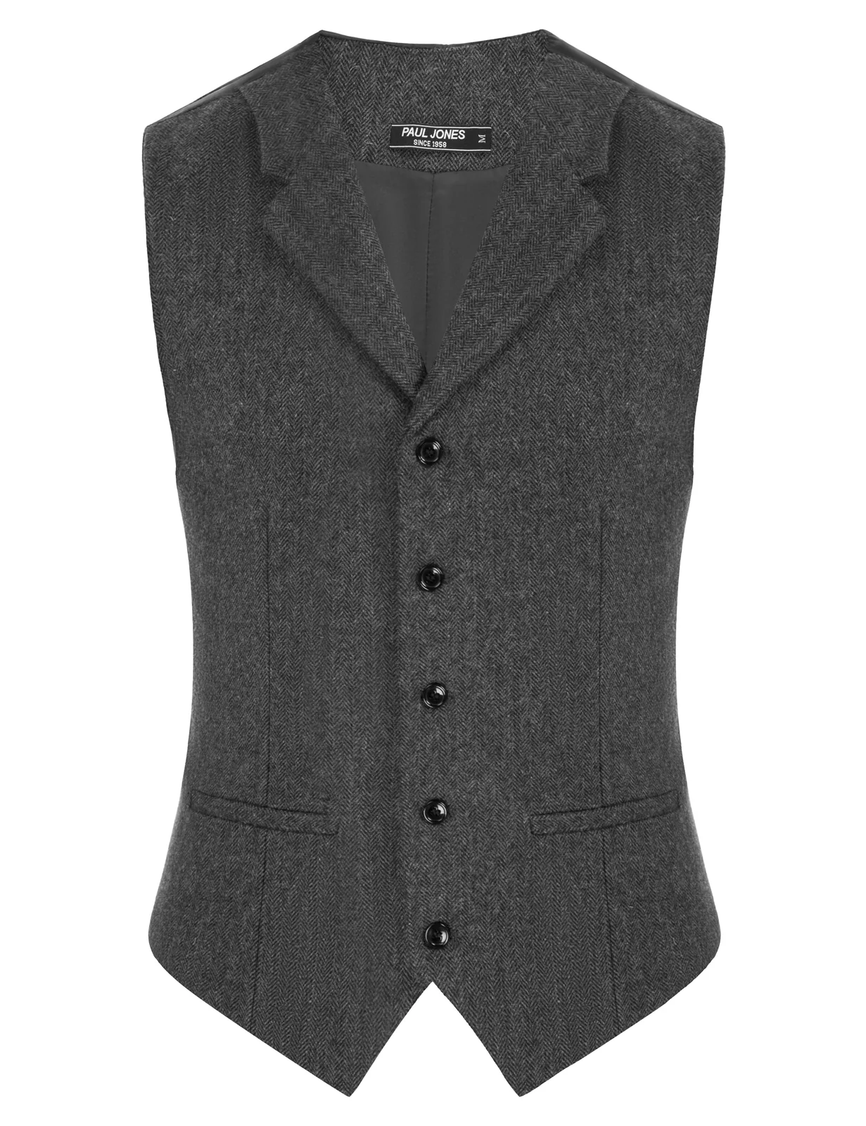 Mens Western Herringbone Suit Vest Tweed Wool Blend Slim Fit Waistcoat - Image 13