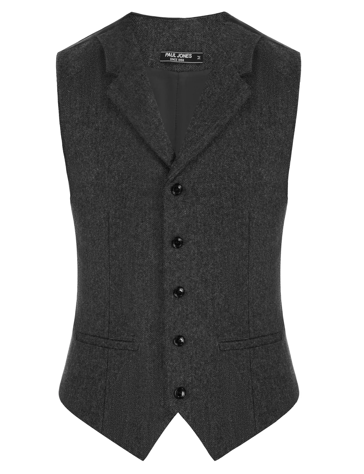 Mens Western Herringbone Suit Vest Tweed Wool Blend Slim Fit Waistcoat - Image 21