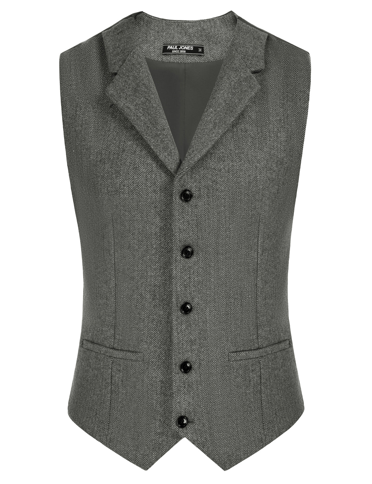 Mens Western Herringbone Suit Vest Tweed Wool Blend Slim Fit Waistcoat - Image 9