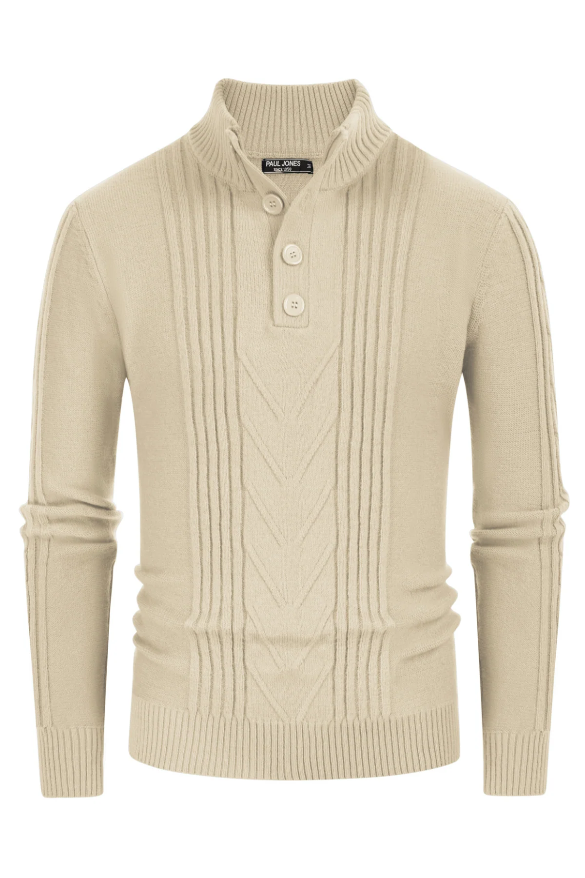 Men's Cable Knit Henley Pullover Sweater Thermal Jumper Sweaters - Image 19