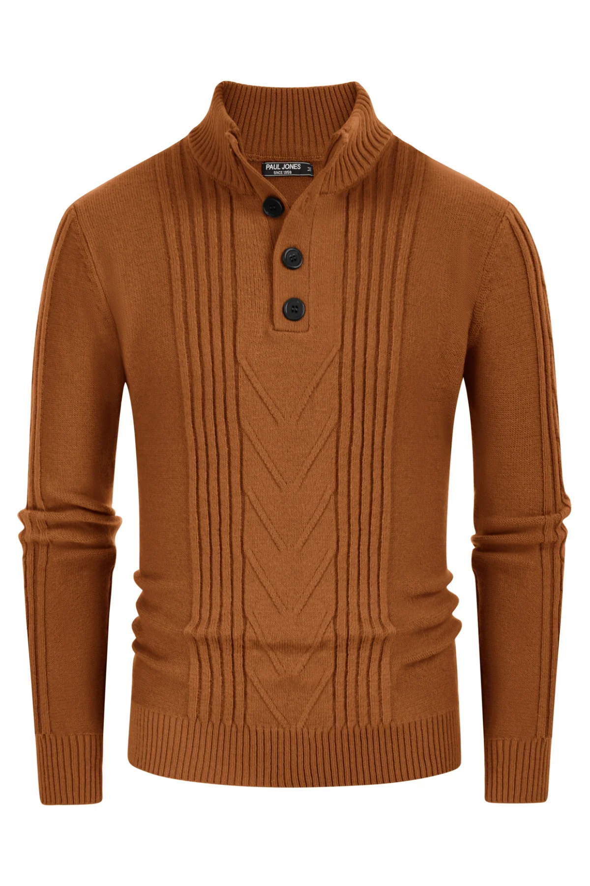Men's Cable Knit Henley Pullover Sweater Thermal Jumper Sweaters - Image 3