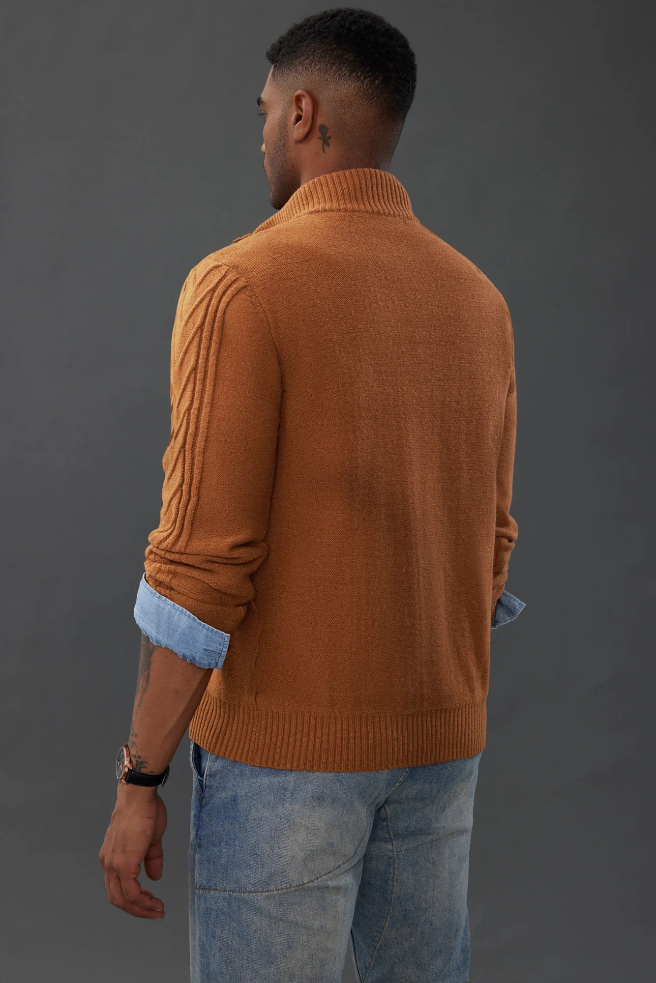 Men's Cable Knit Henley Pullover Sweater Thermal Jumper Sweaters - Image 8
