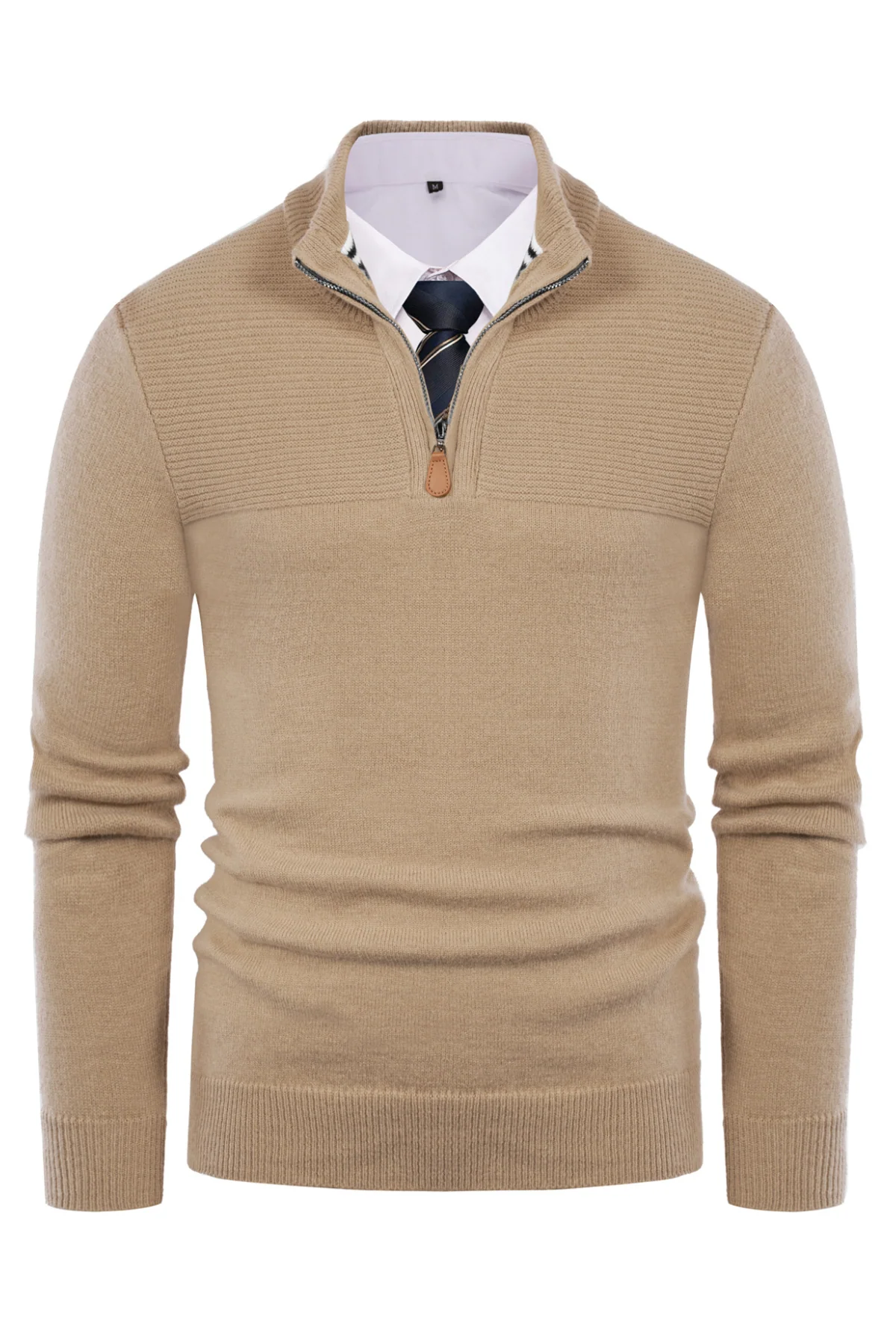 Men's Quarter Zip Sweater Slim Fit Casual Pullover Sweater Mock Neck Polo Sweaters - Image 13