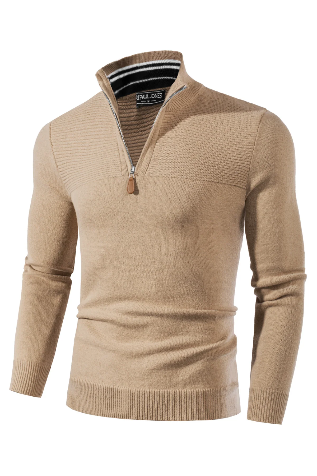 Men's Quarter Zip Sweater Slim Fit Casual Pullover Sweater Mock Neck Polo Sweaters - Image 14