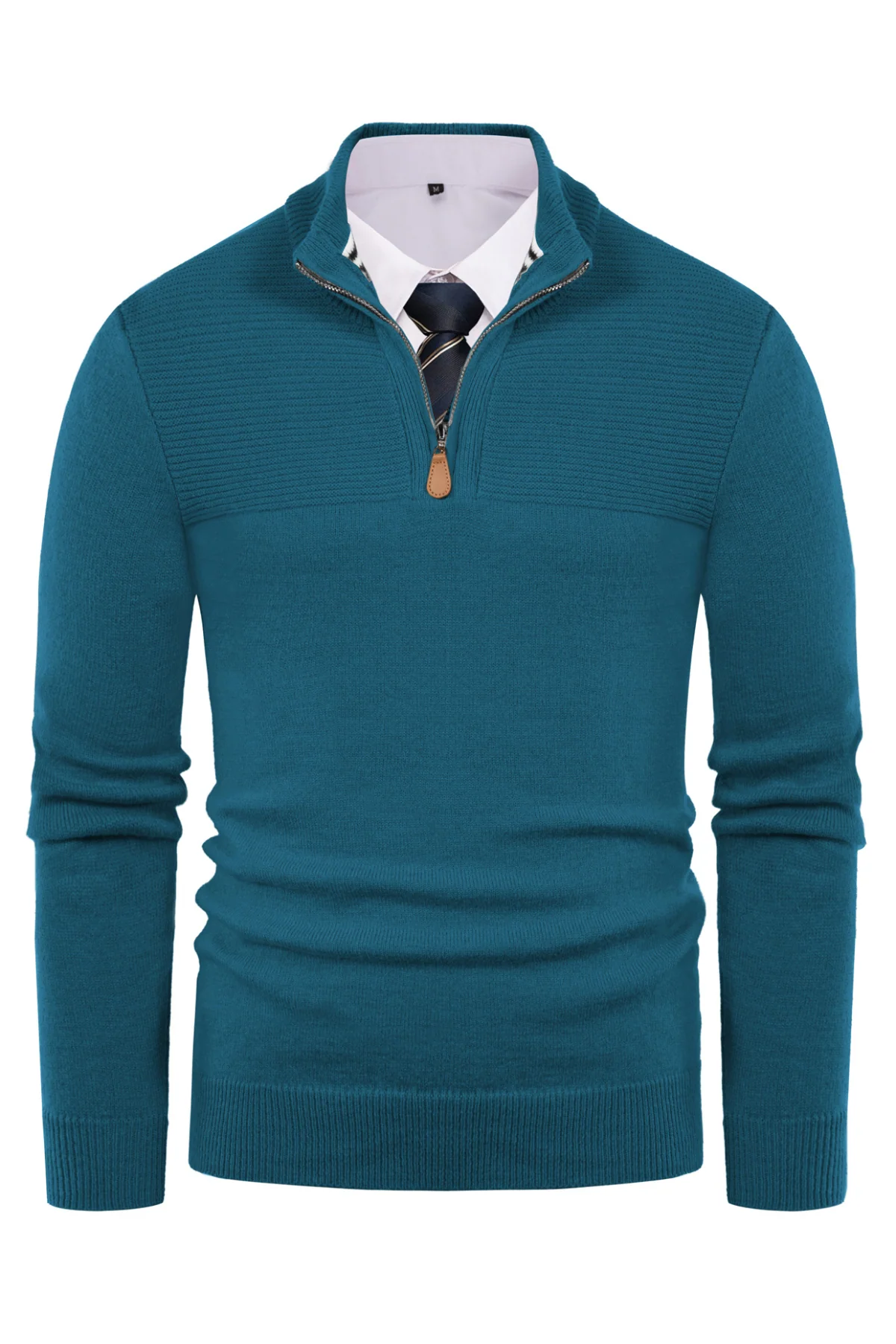 Men's Quarter Zip Sweater Slim Fit Casual Pullover Sweater Mock Neck Polo Sweaters - Image 18