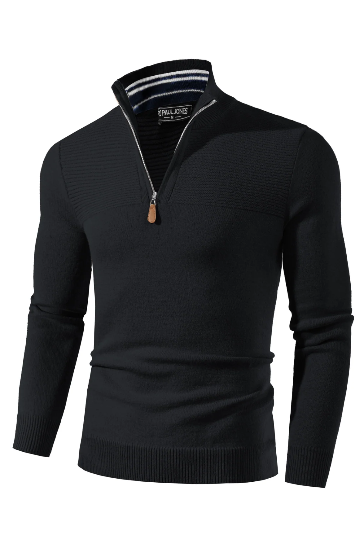 Men's Quarter Zip Sweater Slim Fit Casual Pullover Sweater Mock Neck Polo Sweaters - Image 24