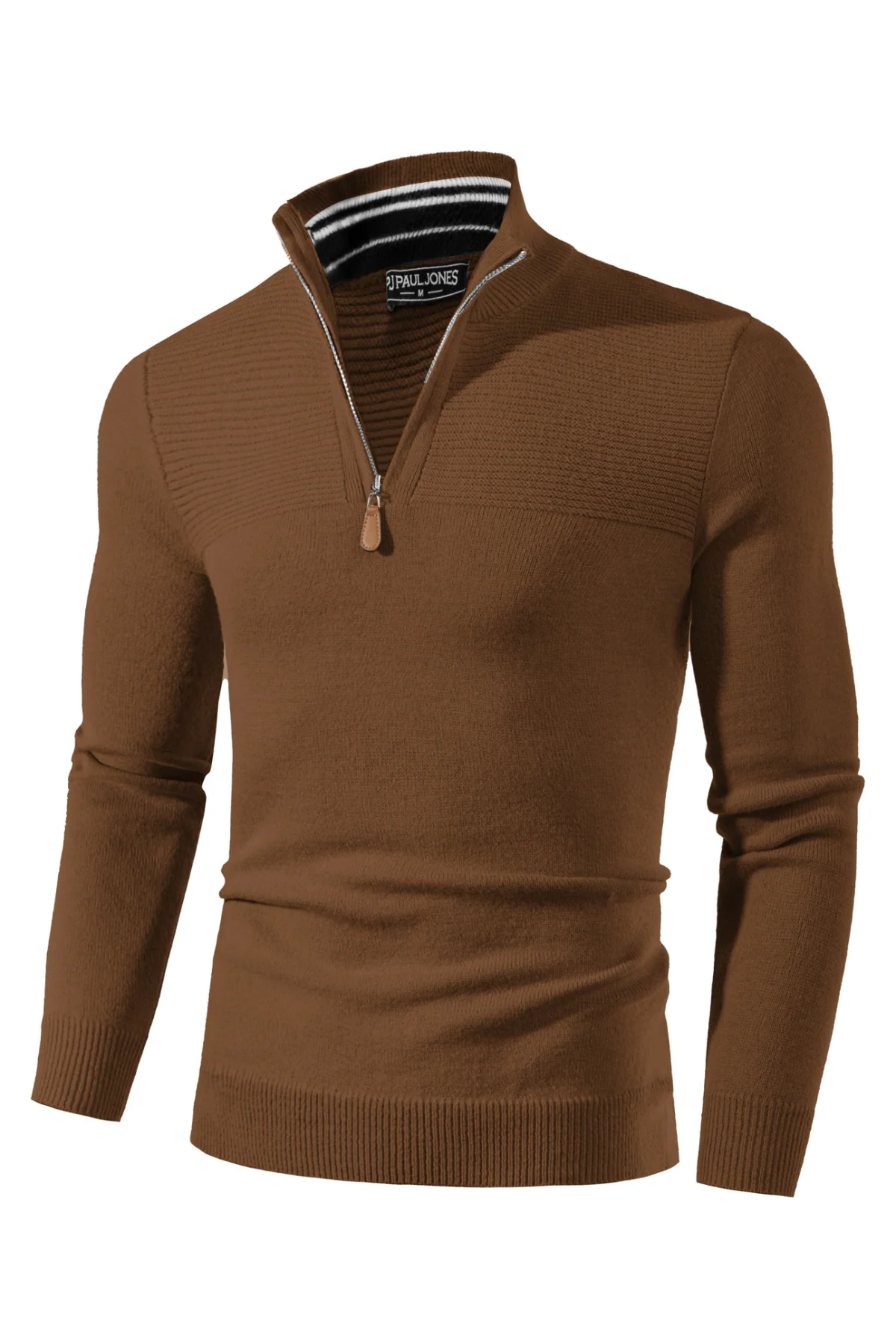 Men's Quarter Zip Sweater Slim Fit Casual Pullover Sweater Mock Neck Polo Sweaters - Image 29