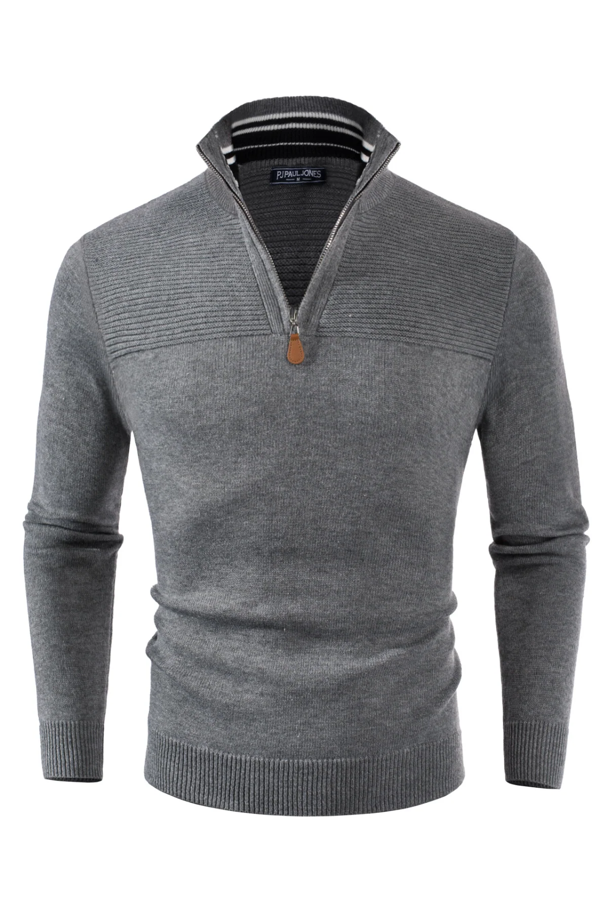 Men's Quarter Zip Sweater Slim Fit Casual Pullover Sweater Mock Neck Polo Sweaters - Image 33
